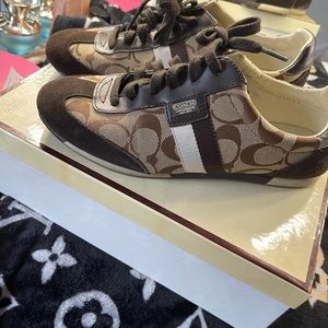 Coach sneakers brown beige size 8 canvas